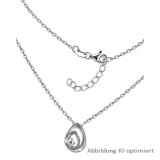 Elegantes Collier aus rhodiniertem 925 Sterling Silber mit Zirkonia und Tropfen-Schmuckelement