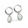 Elegante Creolen aus rhodiniertem 925 Sterling Silber mit synthetischem Opal-Anhänger