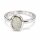Eleganter Damenring aus rhodiniertem 925 Sterling Silber mit synthetischem Opal, Ringkopf ca. 11 mm