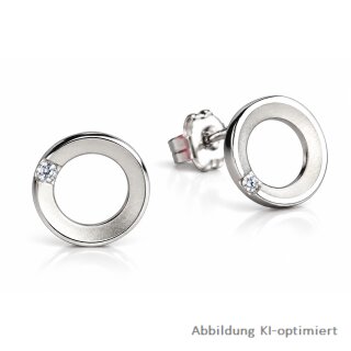 Kreisförmige Ohrstecker 925 Sterling-Silber rhodiniert mit Zirkonia – Ø ca. 8 mm