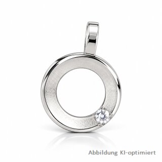 Kreisförmiger Kettenanhänger 925 Sterling-Silber mit Zirkonia – Kreis Ø ca. 12 mm