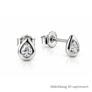 Damen Ohrstecker 925 Sterling-Silber mit Zirkonia Tropfen – ca. 6 × 4 mm