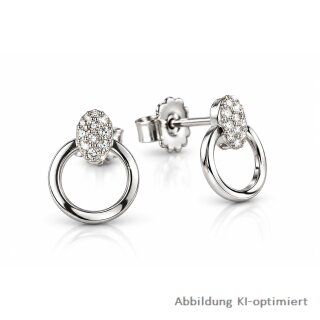 Ohrstecker aus 925 Sterling-Silber mit Zirkonia – Kreisdesign – ca. 11 × 9 mm