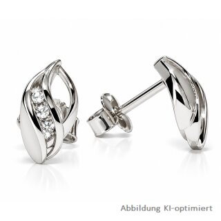 Silber Ohrstecker 925 Sterling Silber mit Zirkonia – 9 × 4 mm