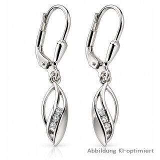 Silber Ohrhänger 925 Sterling Silber mit Zirkonia – 28 × 5 mm