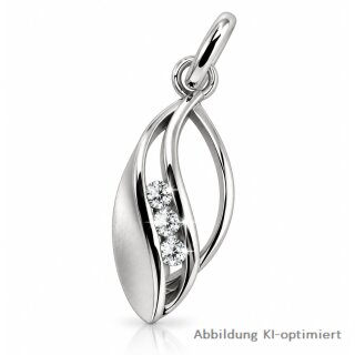 Silber Anhänger 925 Sterling Silber mit Zirkonia – 20 × 7 mm