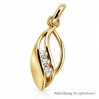 Vergoldeter Anhänger 925 Sterling Silber mit Zirkonia – 20 × 7 mm