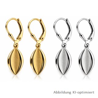 Ohrpendel mit strukturiertem Navette-Anhänger – Sterling Silber 925