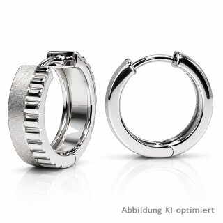 Damen Creolen aus 925 Sterling-Silber – rhodiniert & diamantiert, ca. 16 × 5 mm