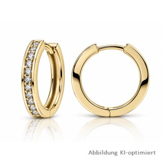 Damen Klappcreolen aus 925 Sterling-Silber vergoldet mit Zirkonia – ca. 19 × 2,5 mm