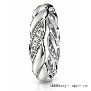 Damenring 925 Sterling-Silber rhodiniert mit Zirkonia – Flechtdesign – ca. 4 mm