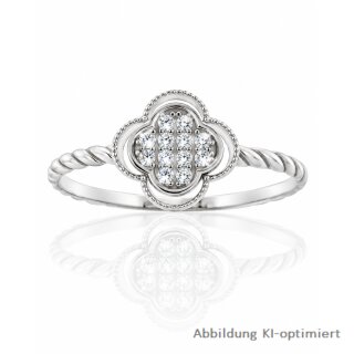 Damenring aus 925 Sterling Silber – Rhodiniert, poliert, mit funkelnder Zirkonia-Blume
