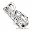 Damenring 925 Sterling Silber rhodiniert – Verschlungenes Design mit Zirkonia, poliert, 9 mm breit