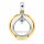 Anhänger 925 Sterling Silber bicolor – Teilvergoldet und rhodiniert mit funkelndem Zirkonia, 21 x 15 mm