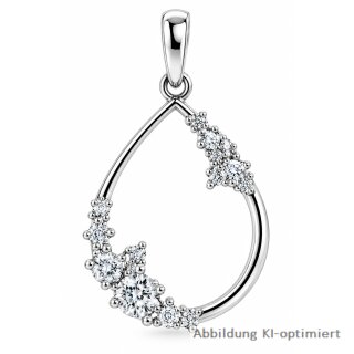 Silberanhänger 925 rhodiniert – Tropfen mit funkelnden Zirkonia, ca. 22 x 12 mm