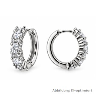 Creolen Silber 925 rhodiniert mit funkelnden Zirkonia – 14 × 3 mm