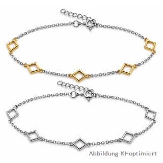Damen-Armband mit rautenförmigen Elementen – 925 Sterling Silber, 16,5+2 cm