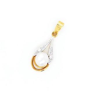 Perlanhänger, bicolor, 750 Gold,SWZP, Diamant 0,02 ct ,poliert, rhodiniert