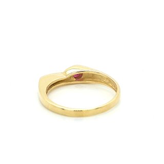 Damenring bicolor mit Rubin und Diamant echt Gold 585 Glanz Ringweite 53