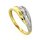 Damenring  Goldring echt Gold 333 Glanz, bicolor gelb/weiß 4x Zirkonia
