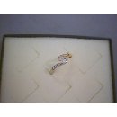 Geschwungener Damenring bicolor mit 2 Diamanten echt Gold 585 Glanz Ringweite 54