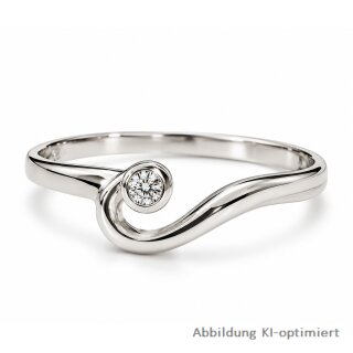 Eleganter Weißgoldring mit Zirkonia – schwungvolles Design in 585 Gold | Weite 59