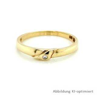 Damenring 585 Gold ,1 Diamant zu 0,015ct ,poliert, Ringweite 53