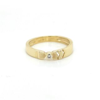 Damenring mit Diamant 0,01 ct w/si, 585 Gold, poliert, Ringweite 54
